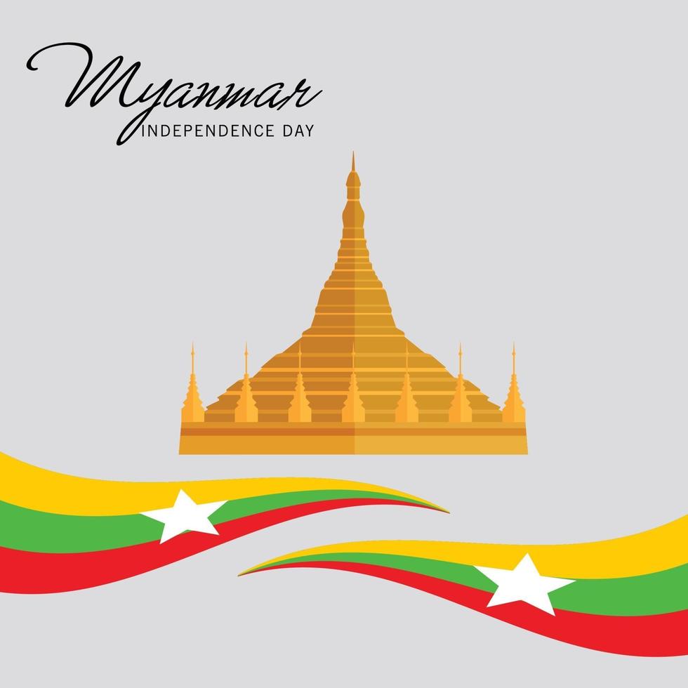 illustration vectorielle d'un fond pour joyeux jour de l'indépendance du Myanmar. vecteur