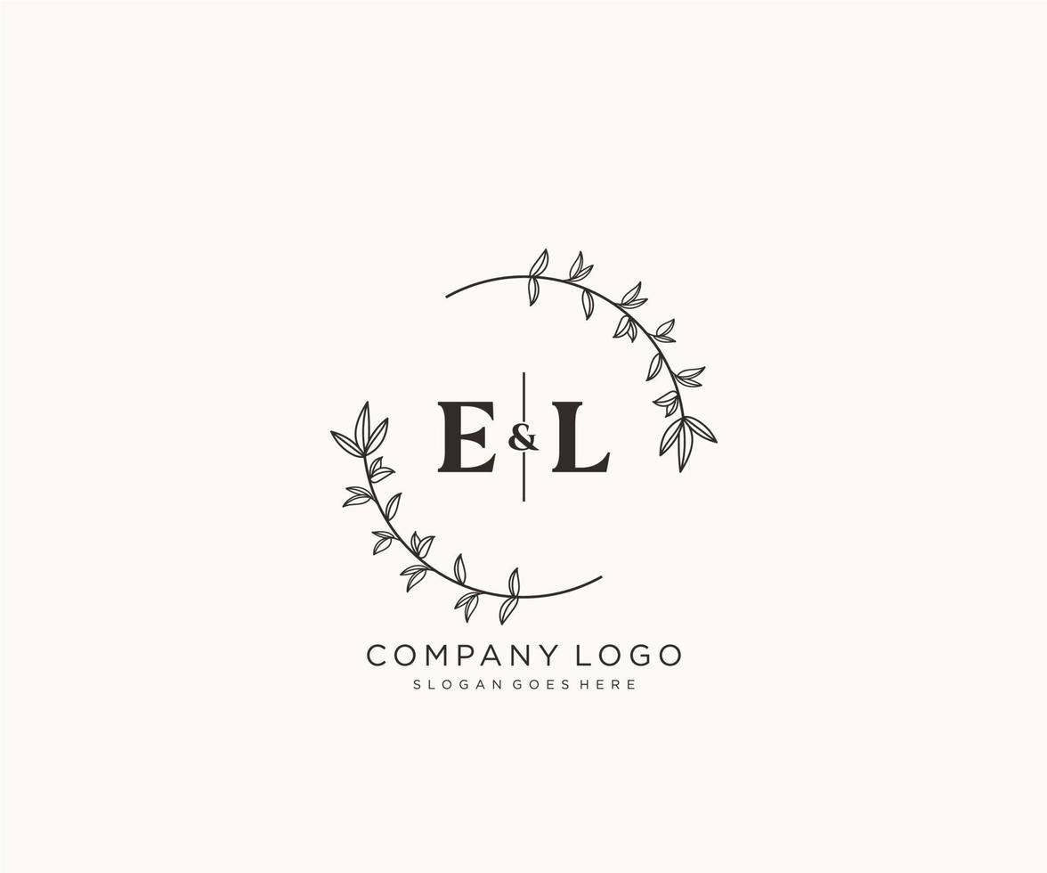 initiale el des lettres magnifique floral féminin modifiable premade monoline logo adapté pour spa salon peau cheveux beauté boutique et cosmétique entreprise. vecteur