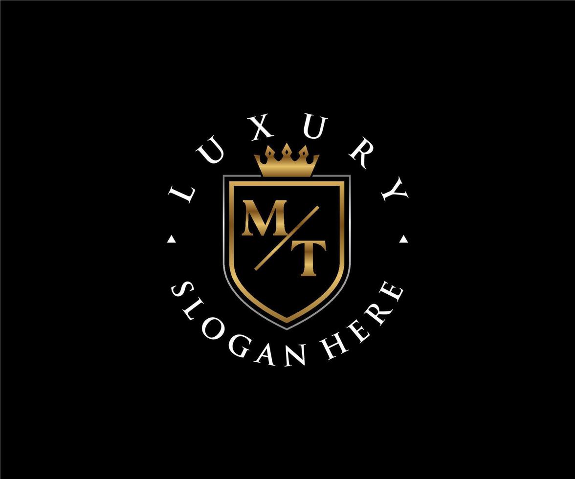 modèle initial de logo de luxe royal de lettre mt dans l'art vectoriel pour le restaurant, la royauté, la boutique, le café, l'hôtel, l'héraldique, les bijoux, la mode et d'autres illustrations vectorielles.