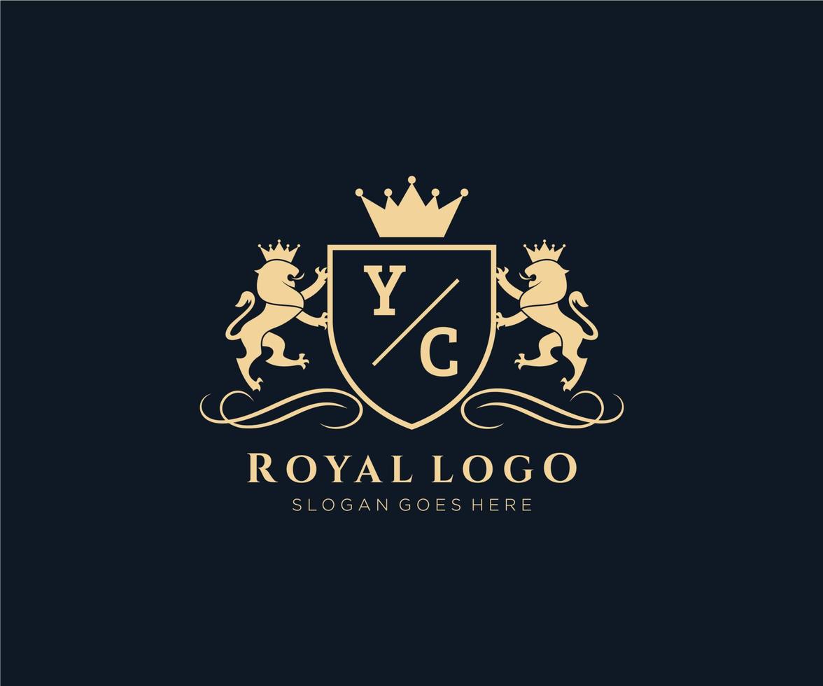 initiale yc lettre Lion Royal luxe héraldique, crête logo modèle dans vecteur art pour restaurant, royalties, boutique, café, hôtel, héraldique, bijoux, mode et autre vecteur illustration.