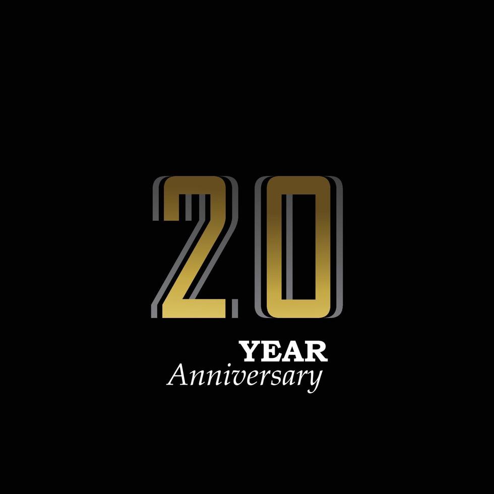 20 ans anniversaire logo vector modèle design illustration or et noir