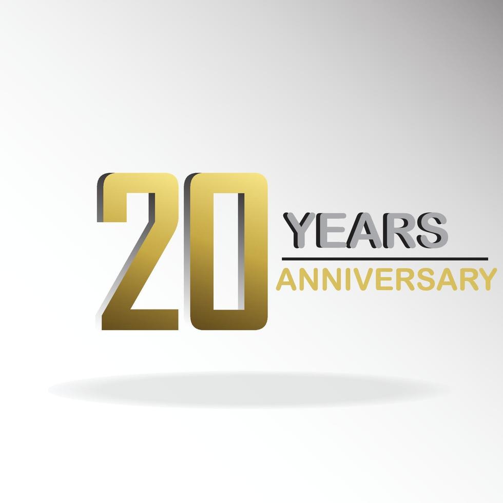 20 ans anniversaire logo vector modèle design illustration or et blanc