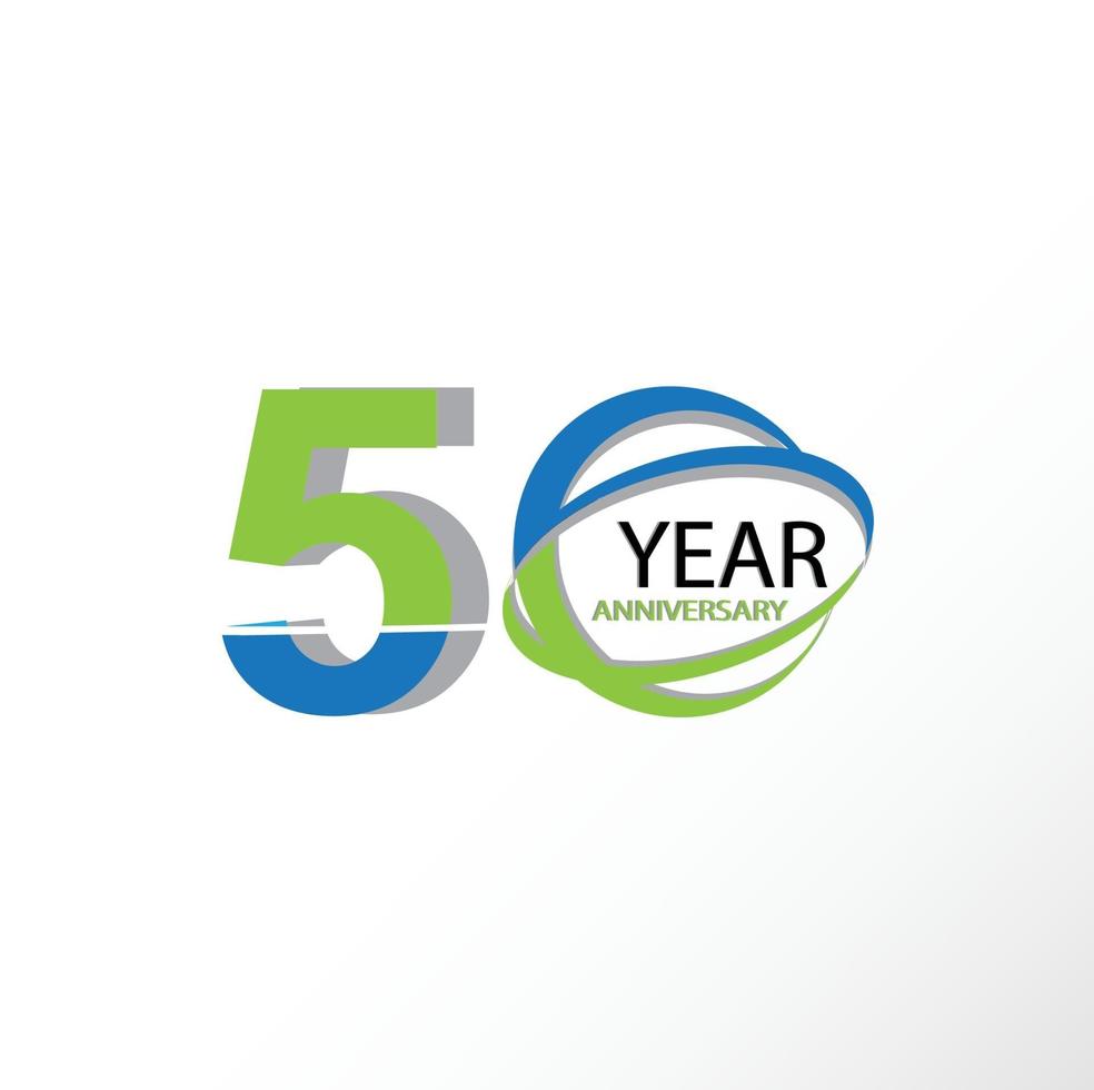 50 ans anniversaire logo vector modèle design illustration bleu et blanc