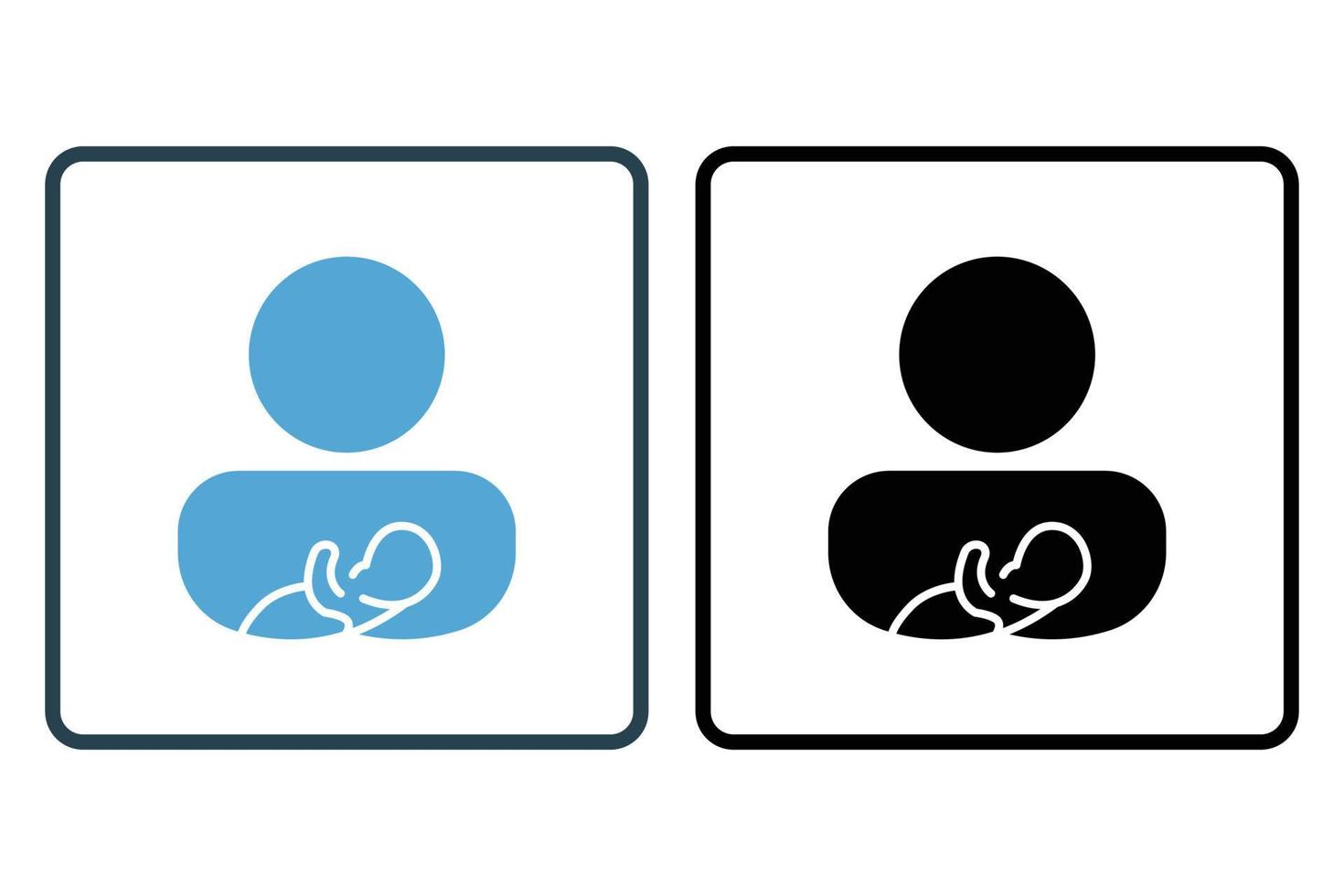 en portant bébé icône. icône en relation à bébé se soucier. solide icône style. Facile vecteur conception modifiable