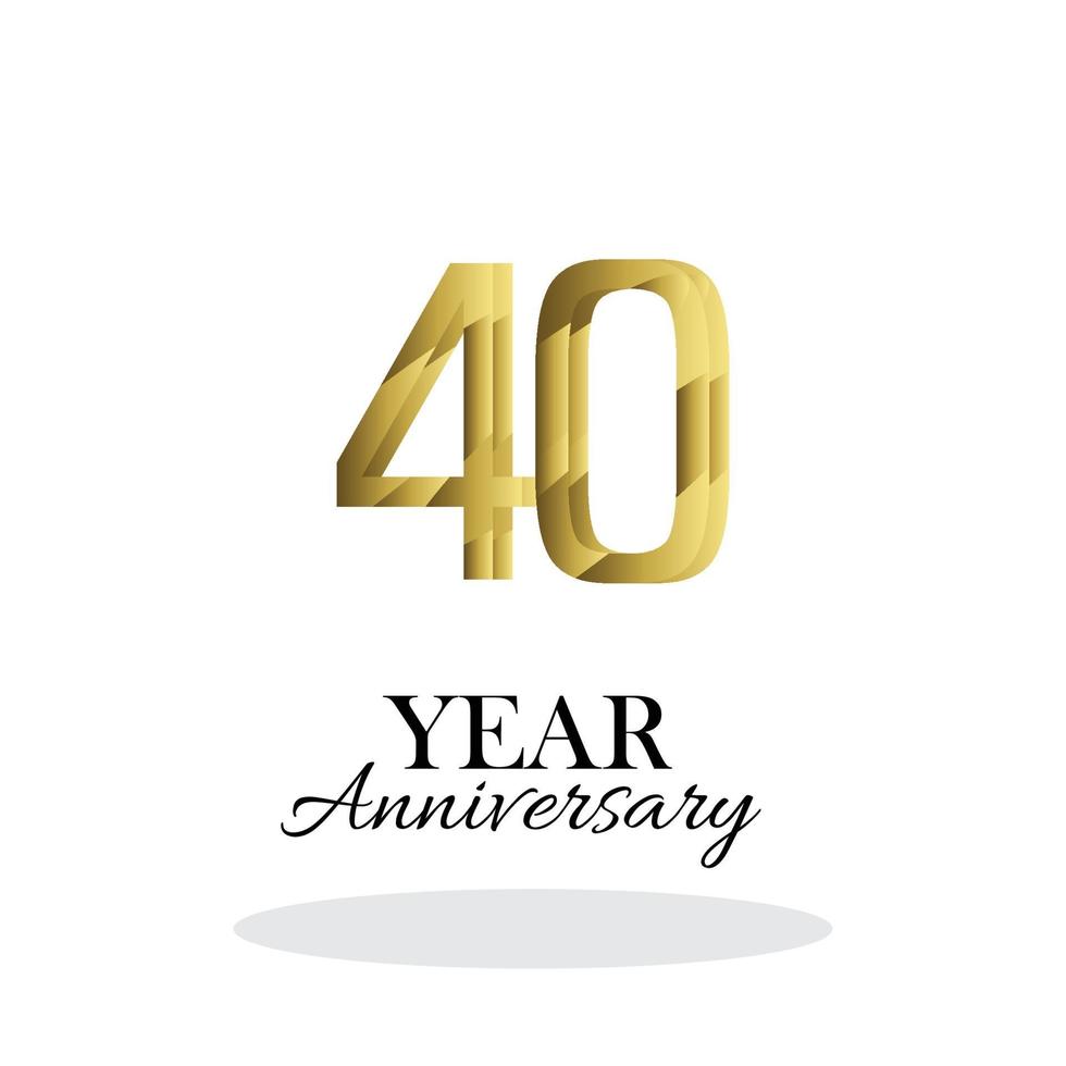 40 ans anniversaire logo vector modèle design illustration or et blanc