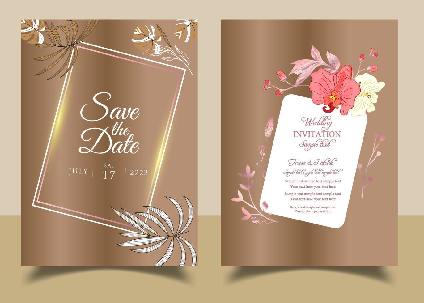 invitation carte avec magnifique épanouissement floral aquarelle Contexte. élégant mariage carte avec magnifique floral vecteur. magnifique main dessin mariage invitation conception rose Rose invitation modèle. vecteur