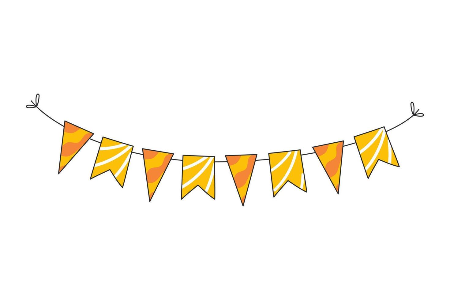 Orange jaune drapeaux pour le vacances. bruant pour faire la fête, anniversaire, carnaval et événement. vecteur illustration isolé sur blanc Contexte