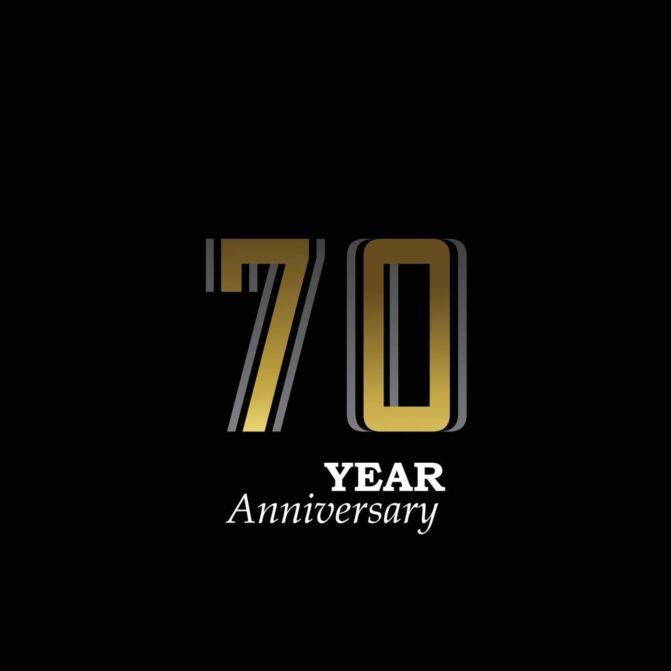 70 ans anniversaire logo vector modèle design illustration or et noir