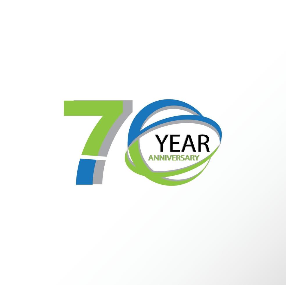 70 ans anniversaire logo vector modèle design illustration bleu et blanc
