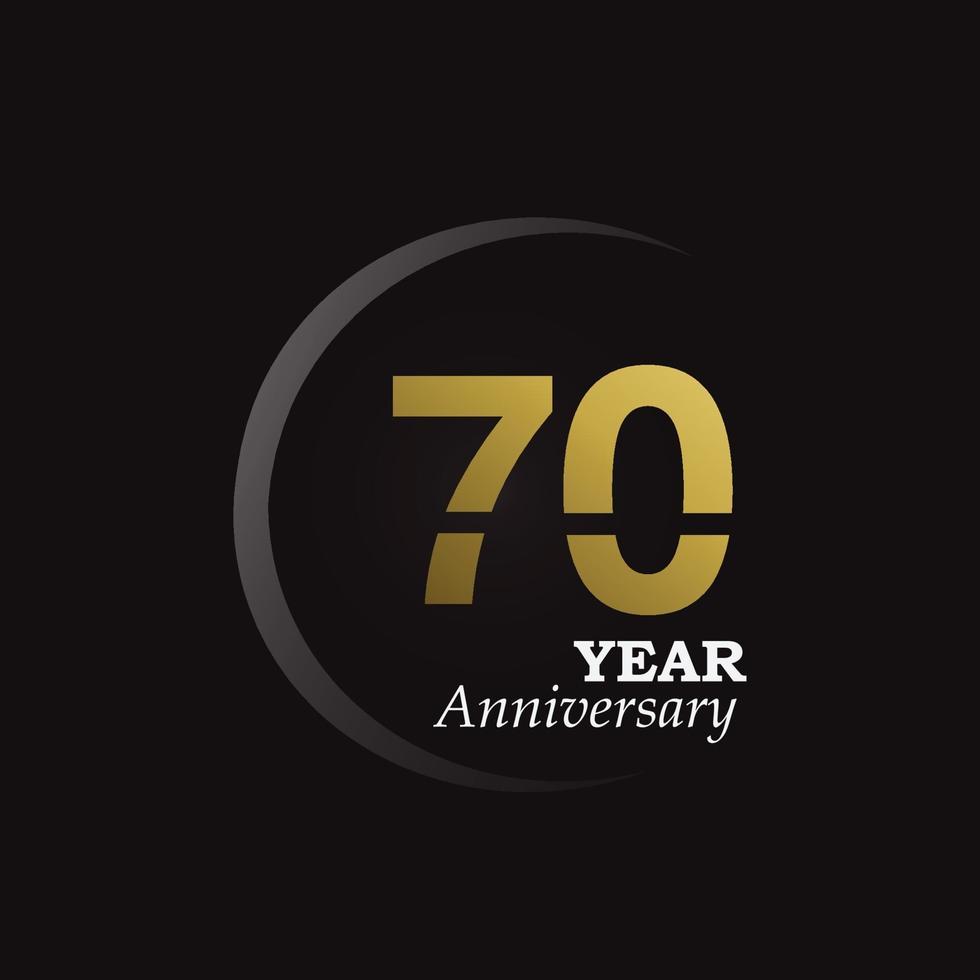 70 ans anniversaire logo vector modèle design illustration or et noir