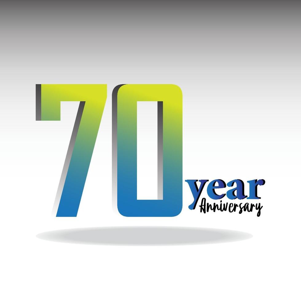 70 ans anniversaire logo vector modèle design illustration bleu et blanc