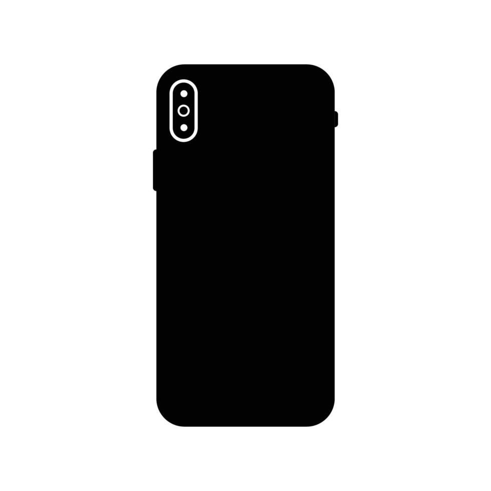 verso de l'élément de conception icône noir et blanc smartphone sur fond blanc isolé vecteur