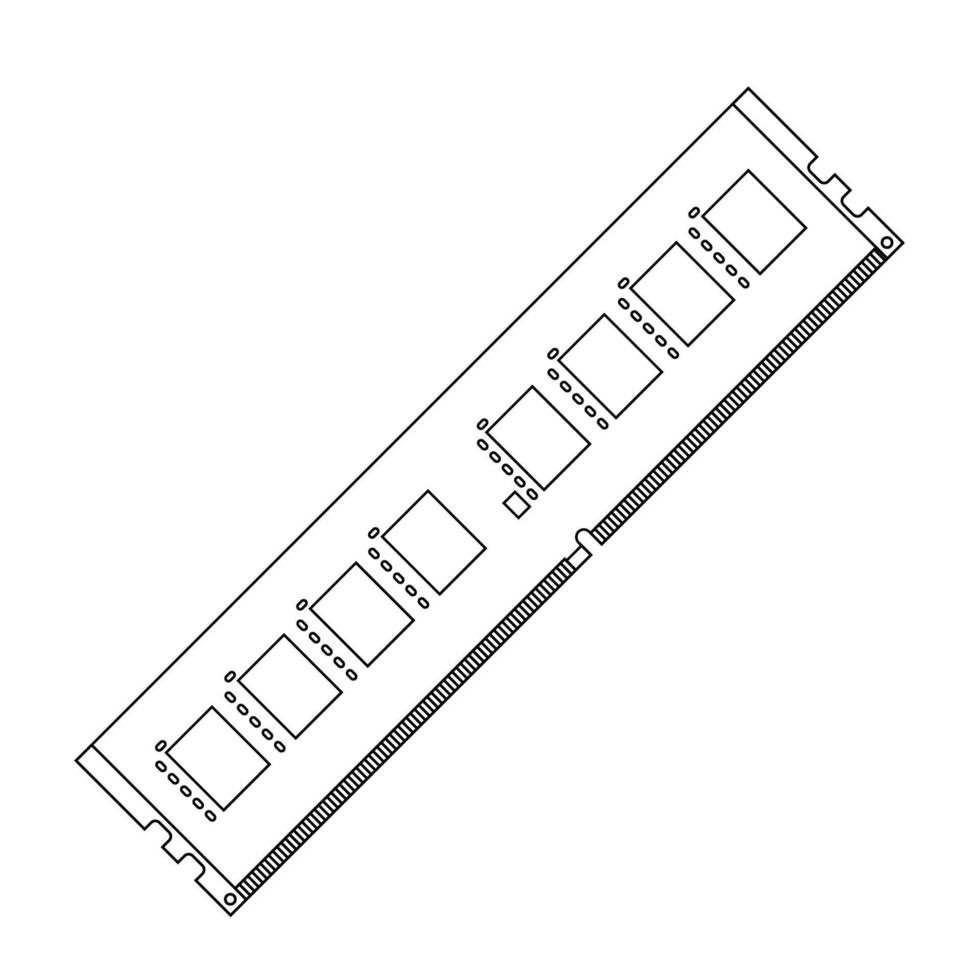 RAM Mémoire contour icône illustration sur isolé blanc Contexte vecteur