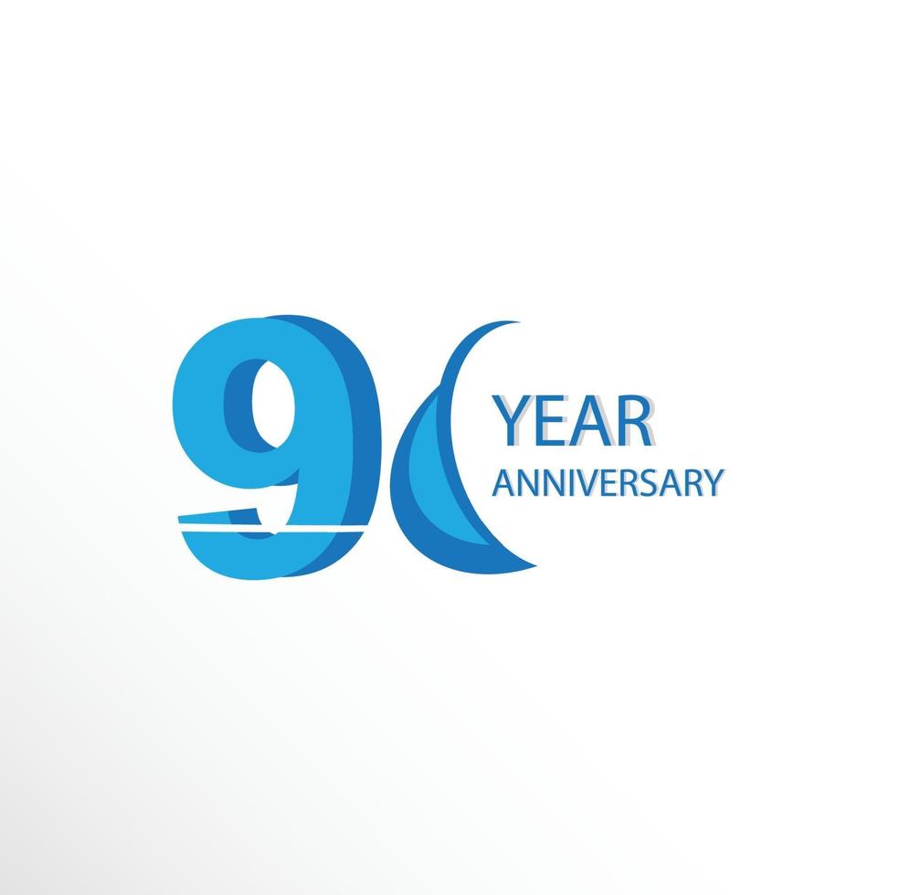 90 ans anniversaire logo vector template design illustration bleu et blanc