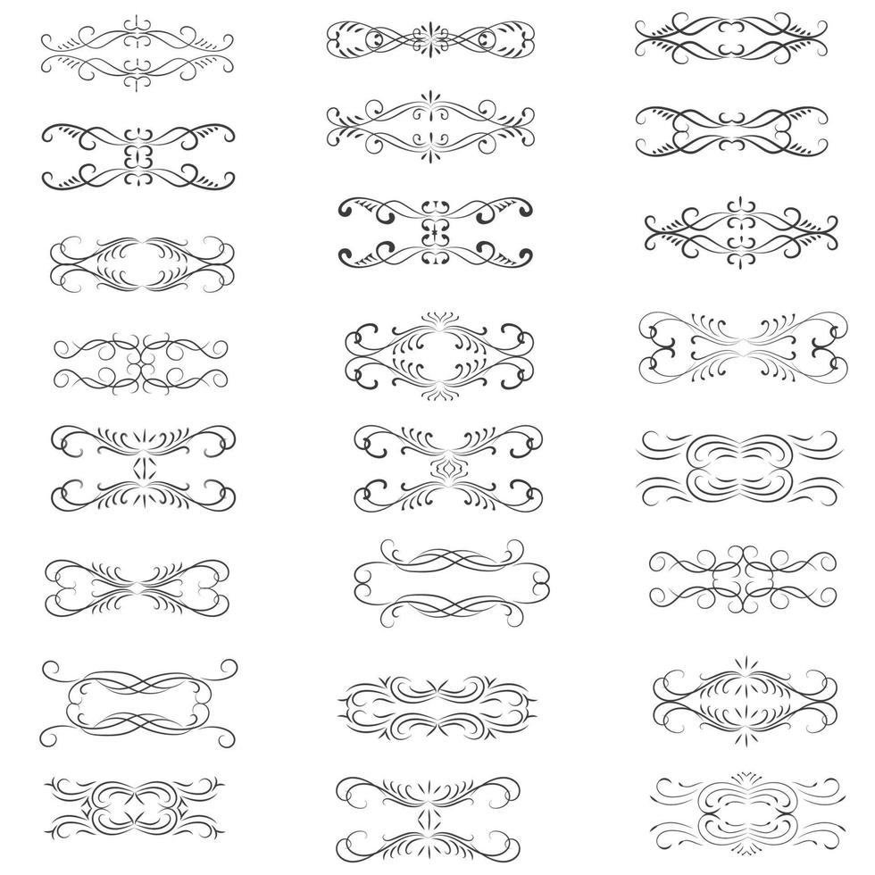 ornemental règle lignes dans différent conception, décoratif séparateurs, tourbillon éléments, vecteur graphique éléments pour conception vecteur éléments