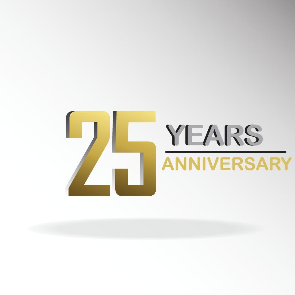 25 ans anniversaire logo vector template design illustration or et blanc