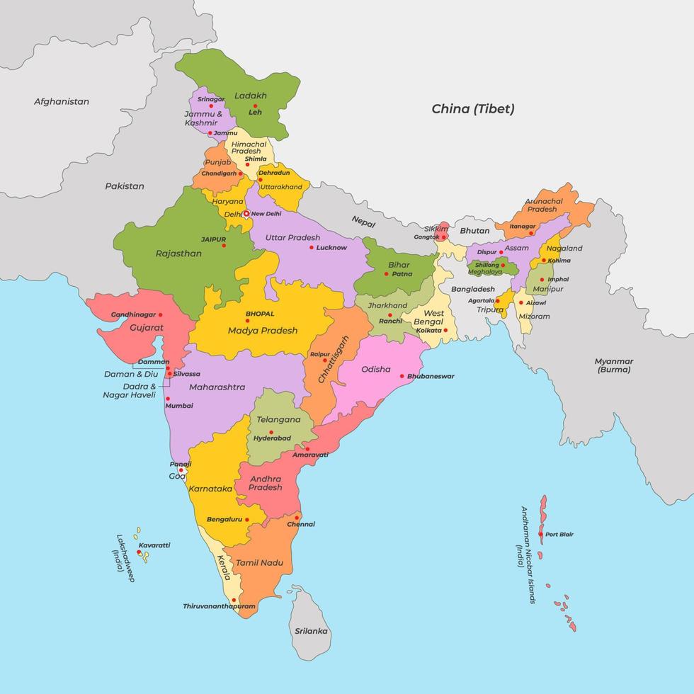 Inde pays carte vecteur