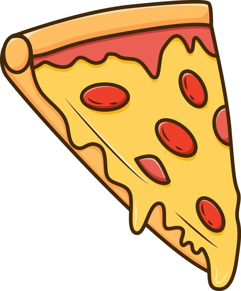 Pizza tranche agrafe art. nourriture dessin animé vecteur illustration. prêt à imprimer.