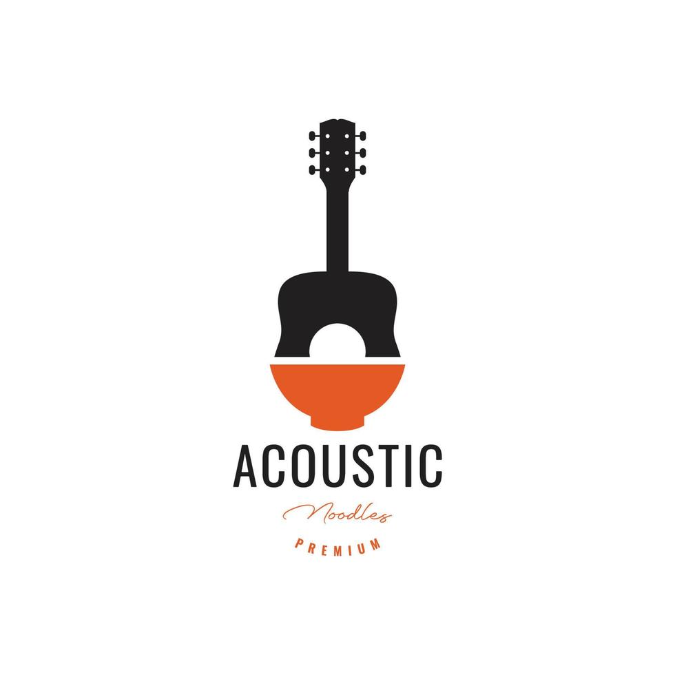 acoustique guitare la musique restaurant nouille bol logo conception vecteur icône illustration