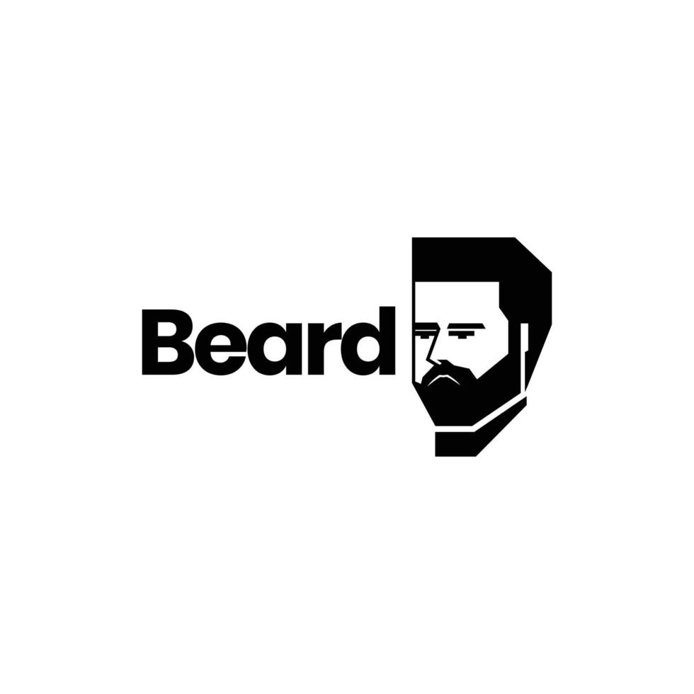 visage homme gentilhomme barbu moustache agréable géométrique moderne logo conception vecteur icône illustration