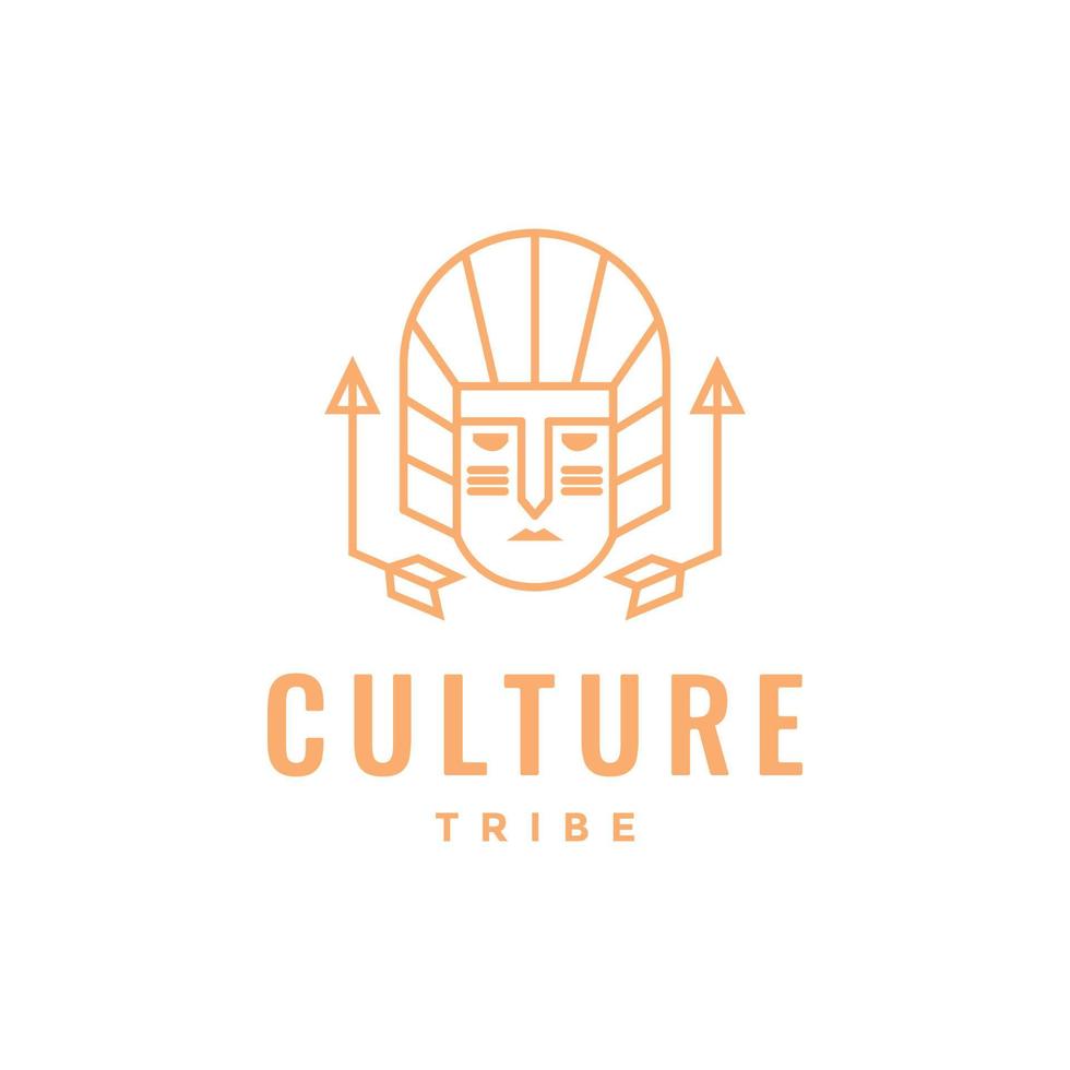 culture masque tribu coiffures ethnique visage géométrique ligne Facile ligne minimal logo conception vecteur