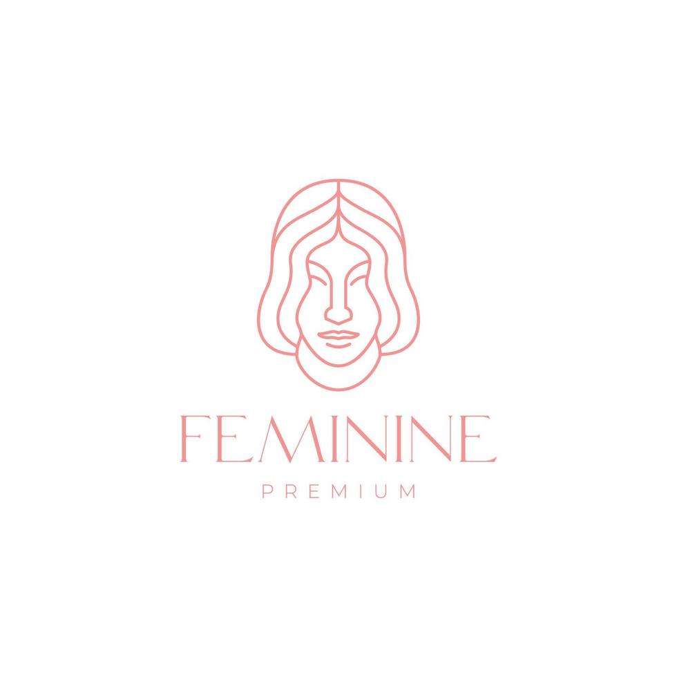 gens beauté femmes visage cheveux se soucier peau traitement salon ligne minimaliste logo conception vecteur