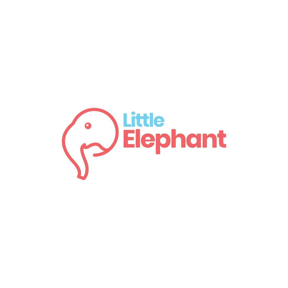 l'éléphant enfant mascotte mignonne animal ligne minimaliste logo conception vecteur icône illustration