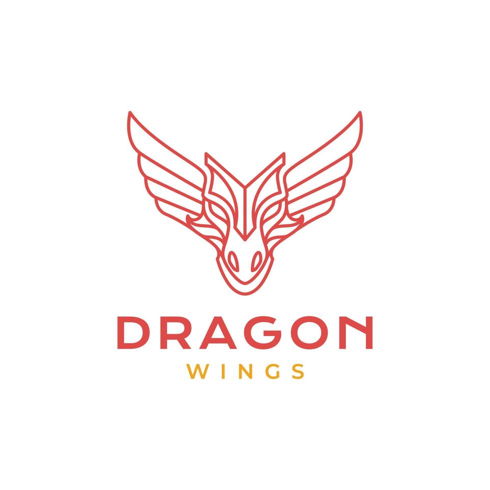 ancien récit queue dragon tête ailes Facile ligne art logo conception vecteur