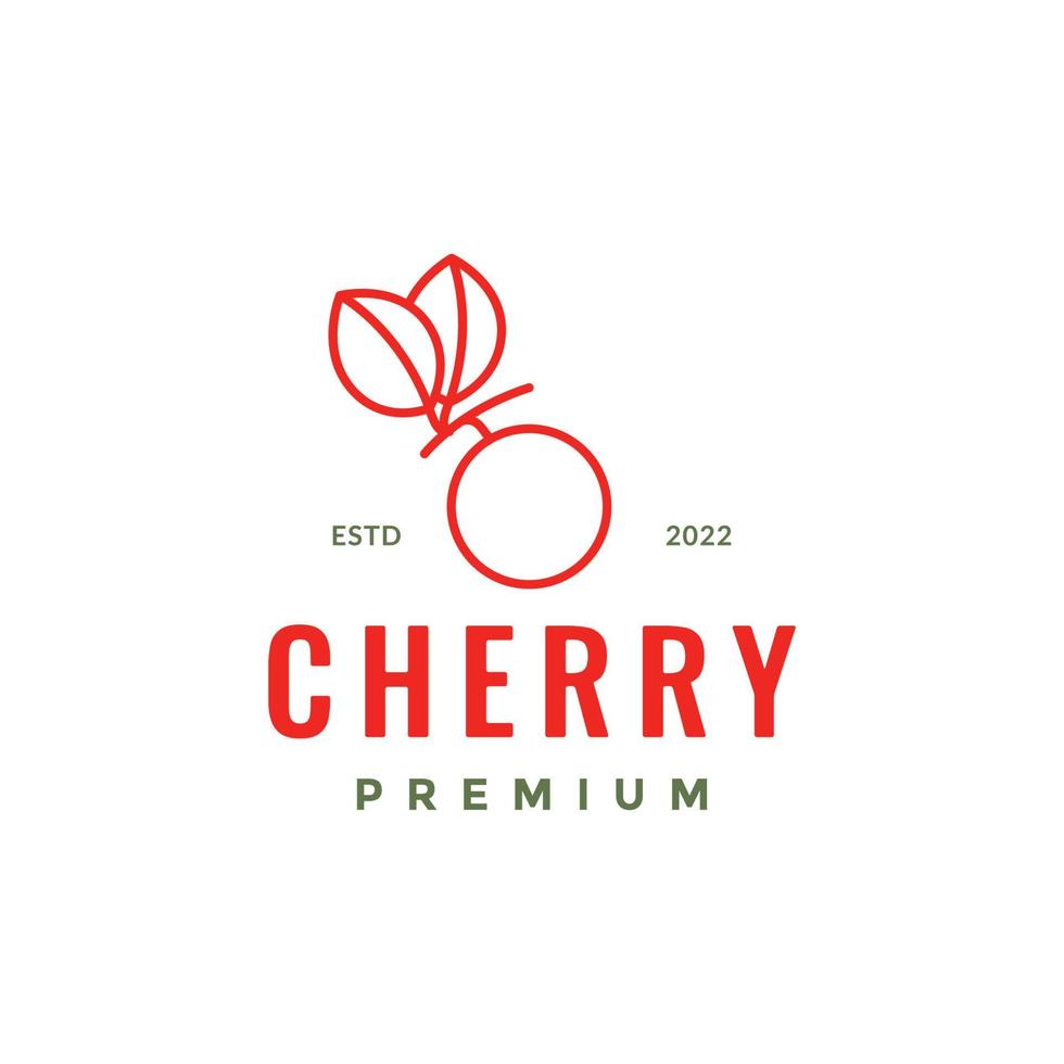 fruit Frais rouge Cerise lignes minimaliste logo conception vecteur icône illustration