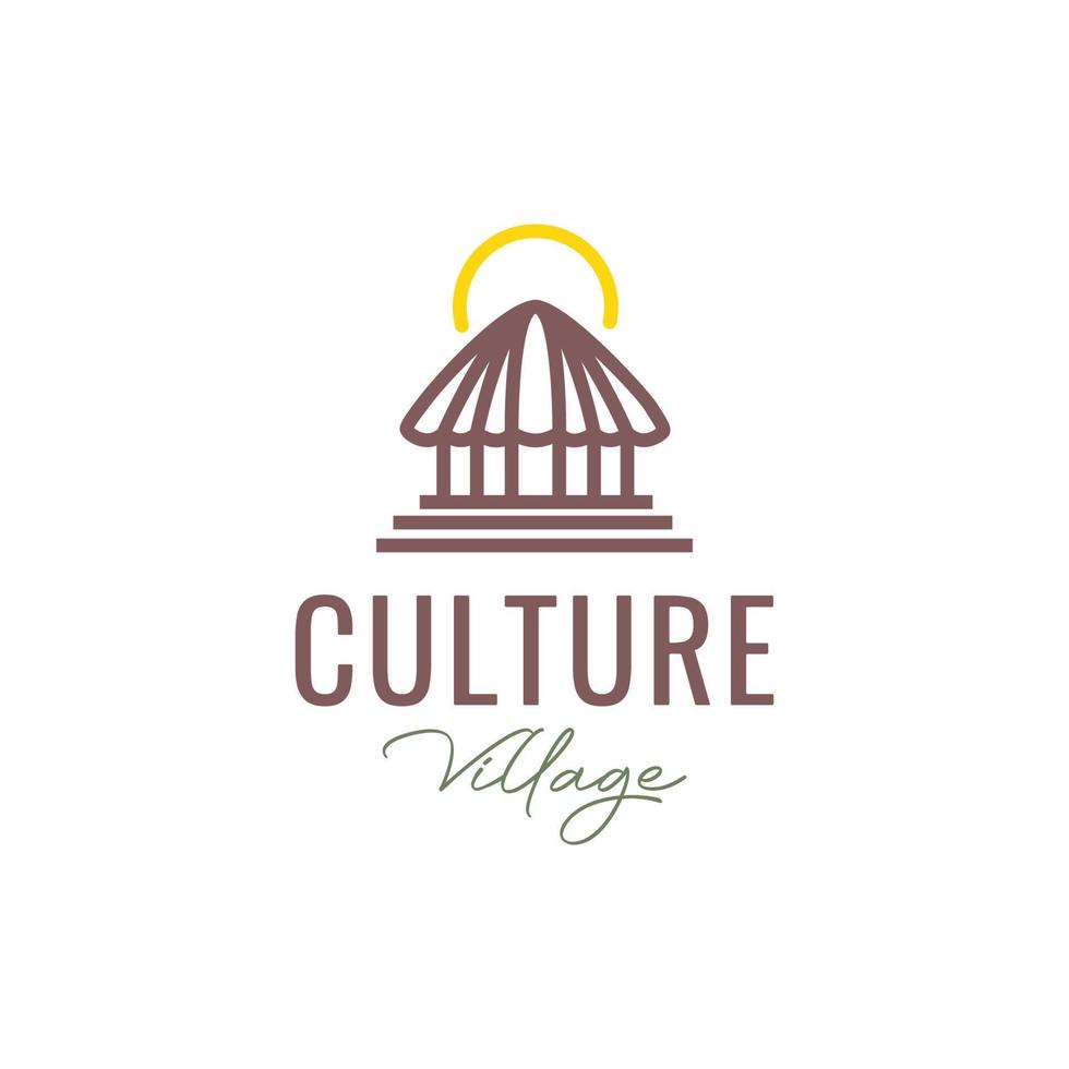 Facile culture Accueil village Indonésie Honaï traditionnel minimal logo conception vecteur