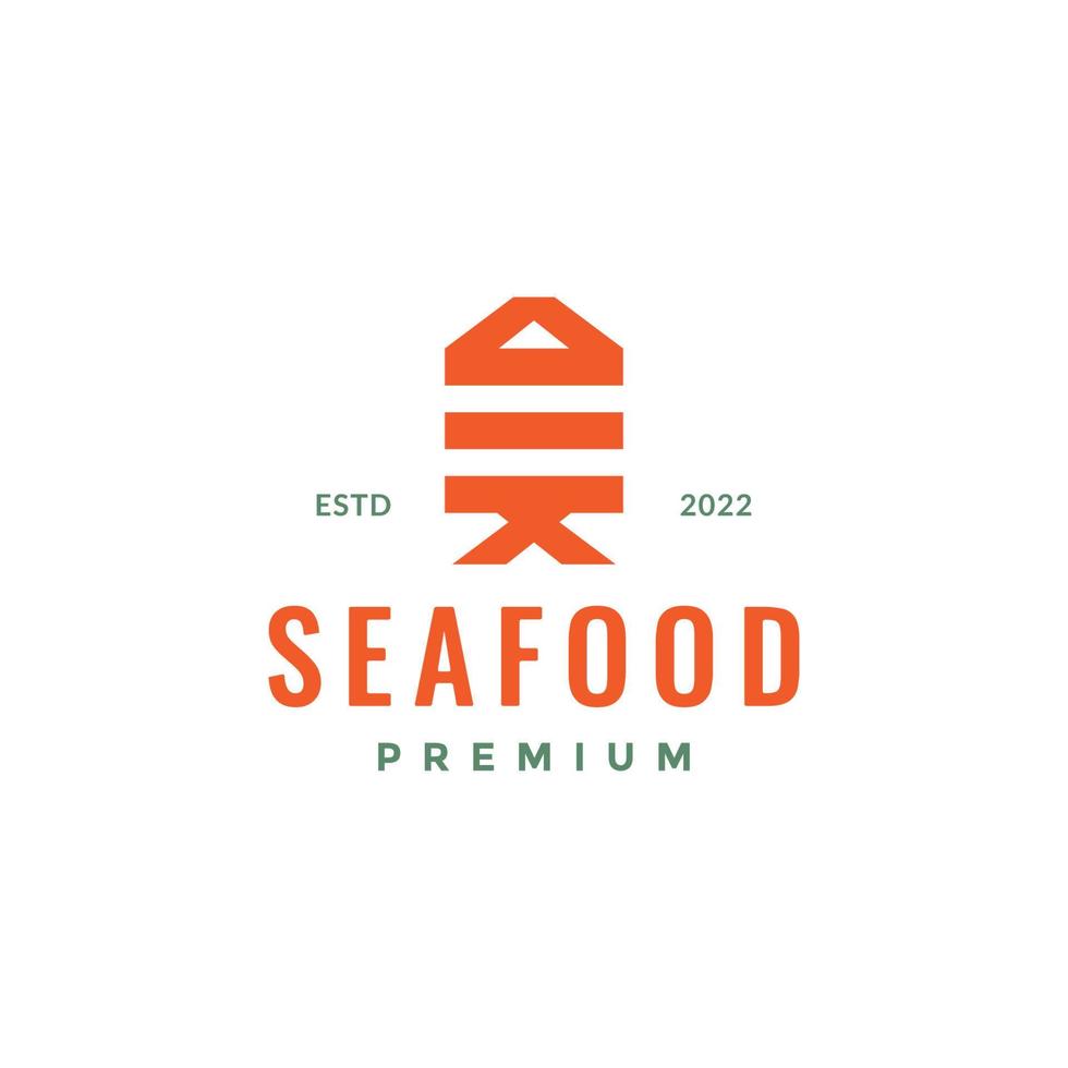 Fruit de mer poisson nourriture cuisine moderne forme délicieux goût logo conception vecteur icône illustration