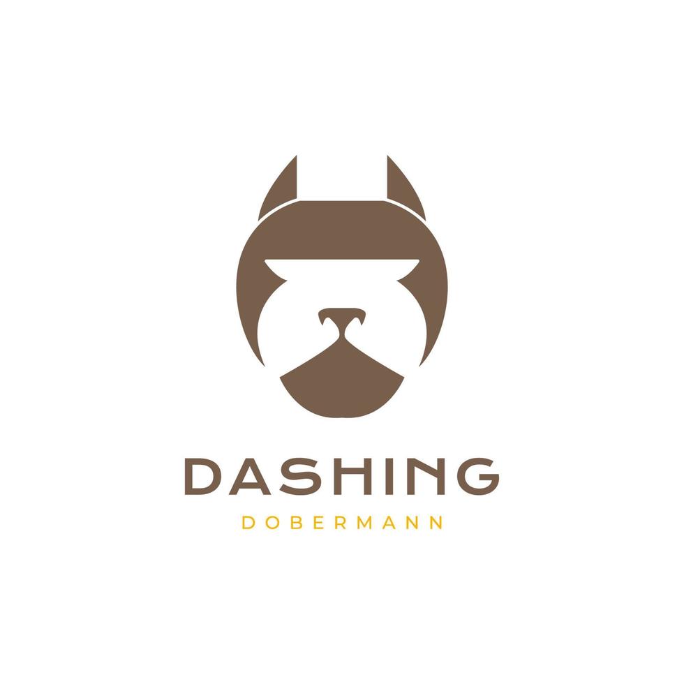 animaux domestiques animal chien dobermann fringant visage géométrique logo conception vecteur icône illustration