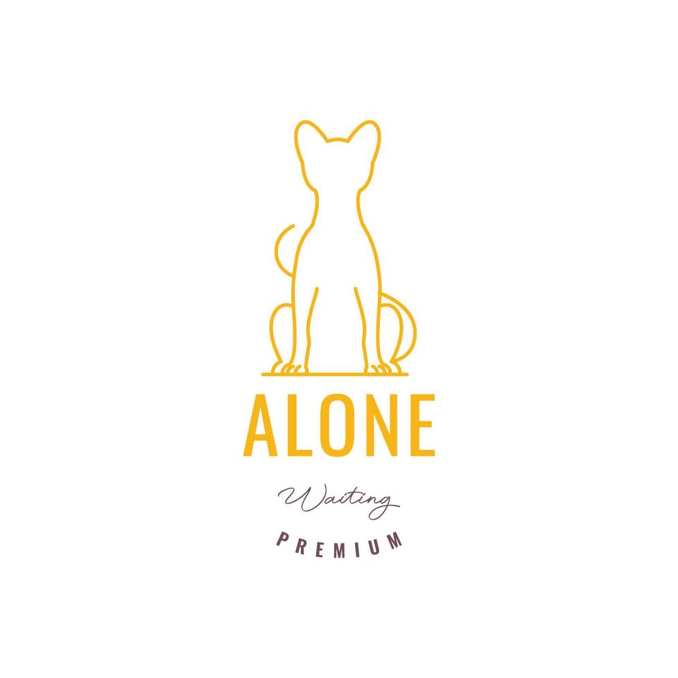 animal animaux domestiques chat asseoir seul attendre ami ligne art minimal moderne logo conception vecteur