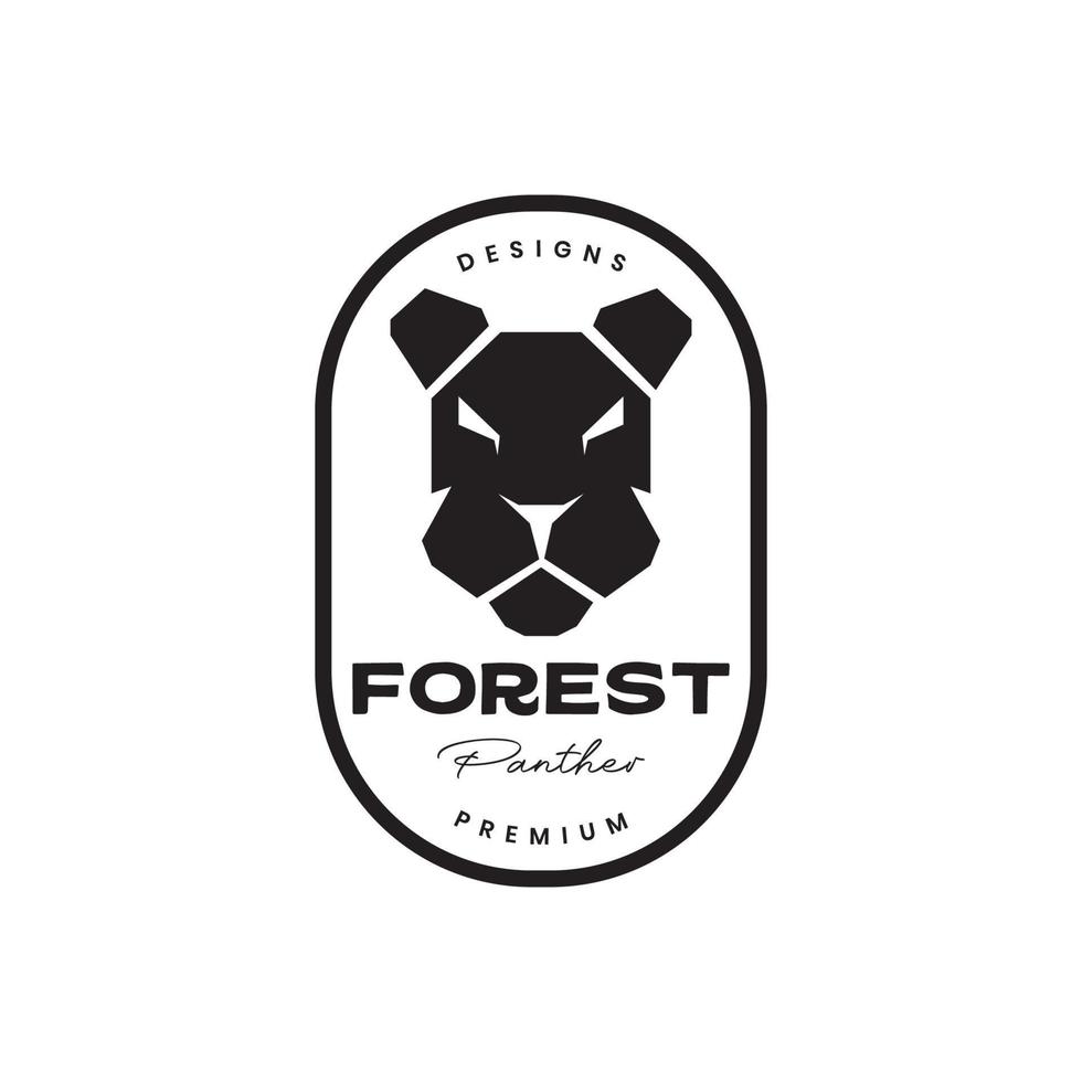 animal bête forêt panthère carnivore géométrique badge ancien logo conception vecteur icône