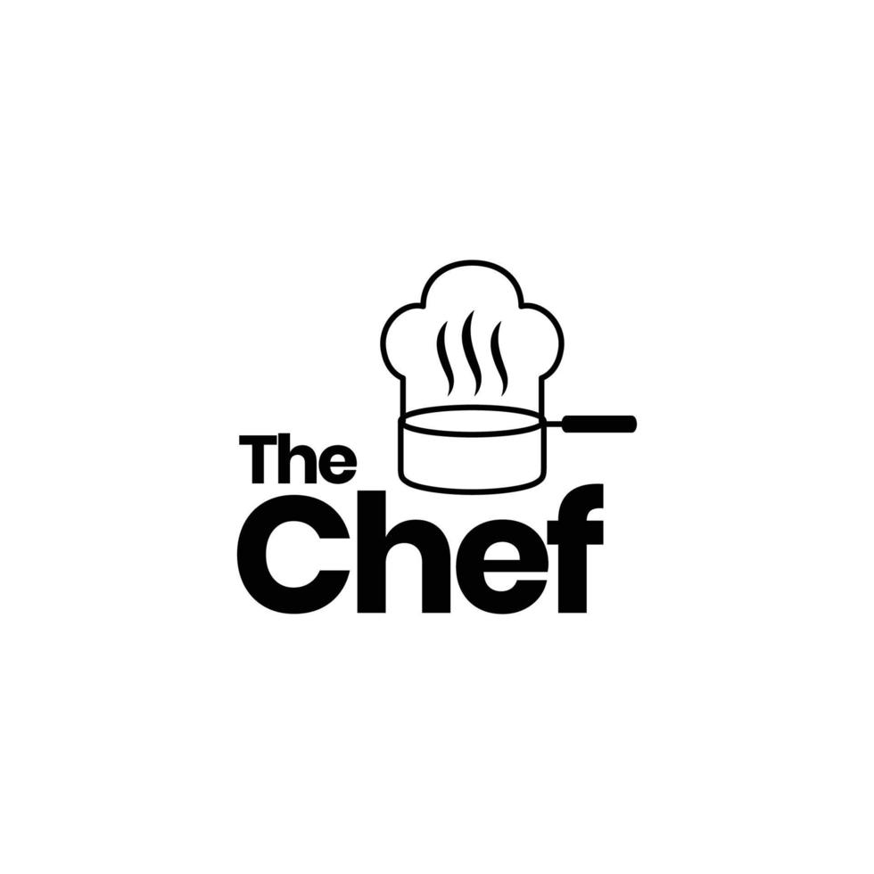 chapeau chef cuisine la poêle nourriture cuisine minimal Facile logo conception vecteur