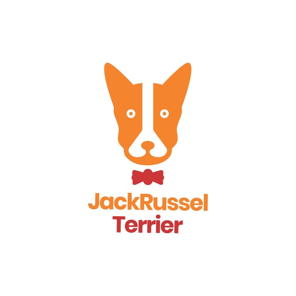 visage mascotte animaux domestiques chien cool jack russel terrier Orange plat logo conception vecteur icône illustration