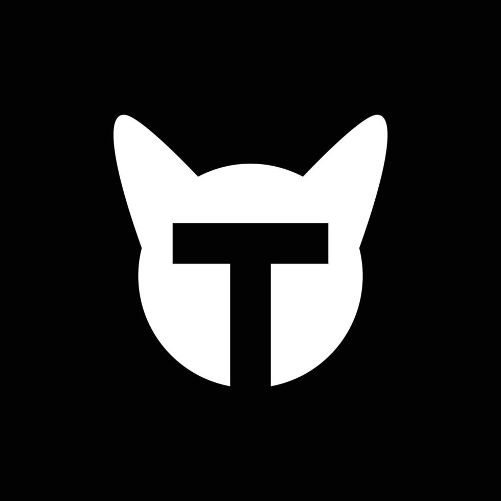 lettre t chat animaux domestiques moderne minimal logo conception vecteur icône illustration