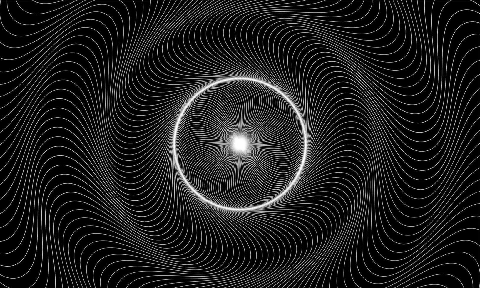 blanc ligne modèle sur noir arrière-plan, vagues circulaire abstrait modèle Contexte vecteur conception