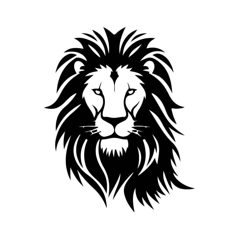 Lion tête visage logo silhouette noir icône tatouage mascotte main tiré Lion Roi silhouette animal vecteur illustration