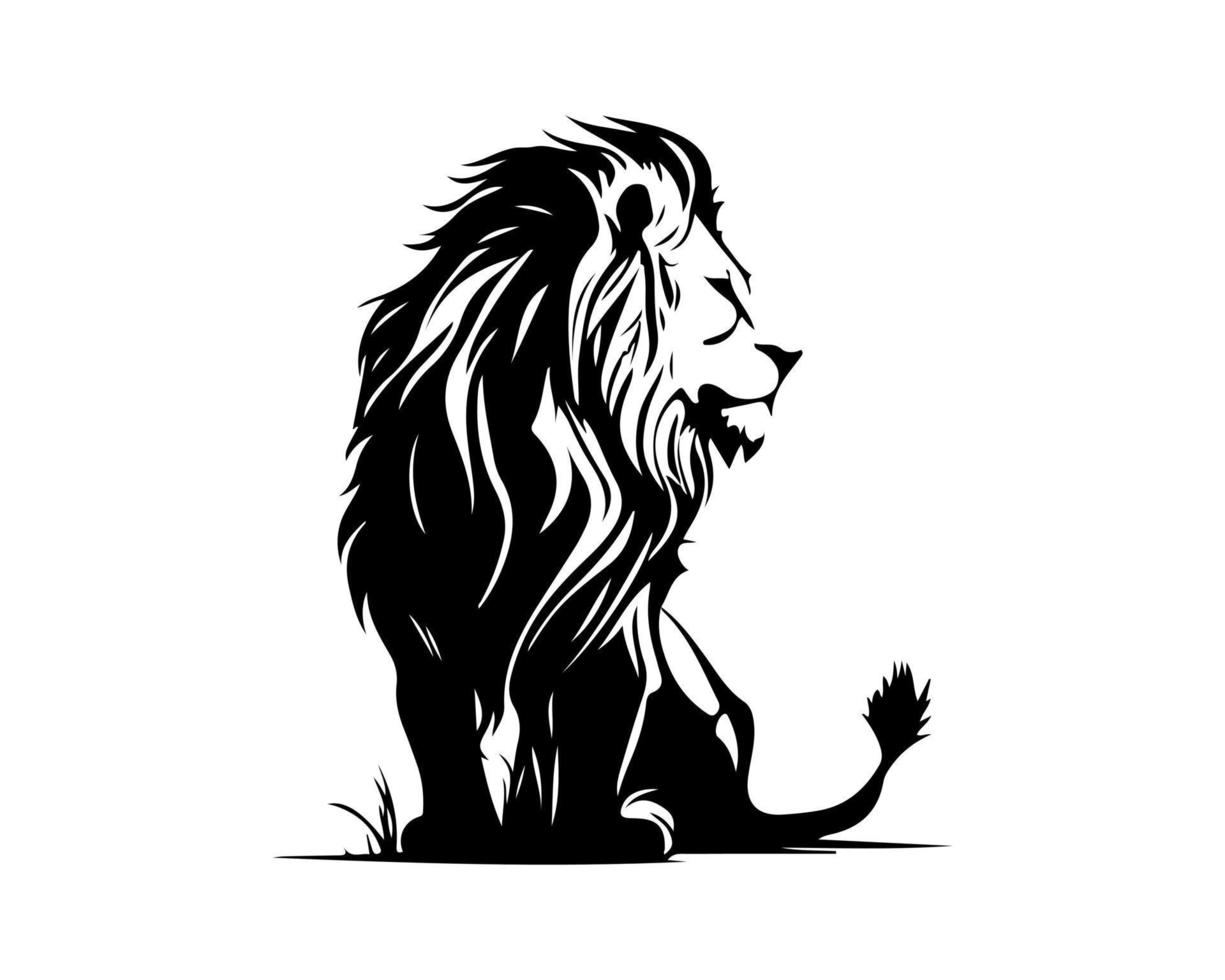 Lion Roi silhouette noir logo animaux silhouettes Icônes main tiré Lion tête visage silhouette vecteur illustration