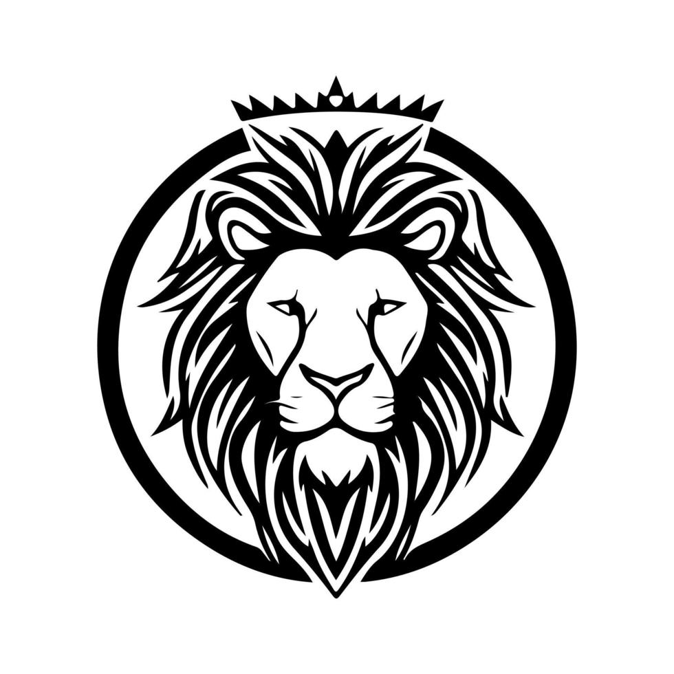 Lion tête visage logo silhouette noir icône tatouage mascotte main tiré Lion Roi silhouette animal vecteur illustration