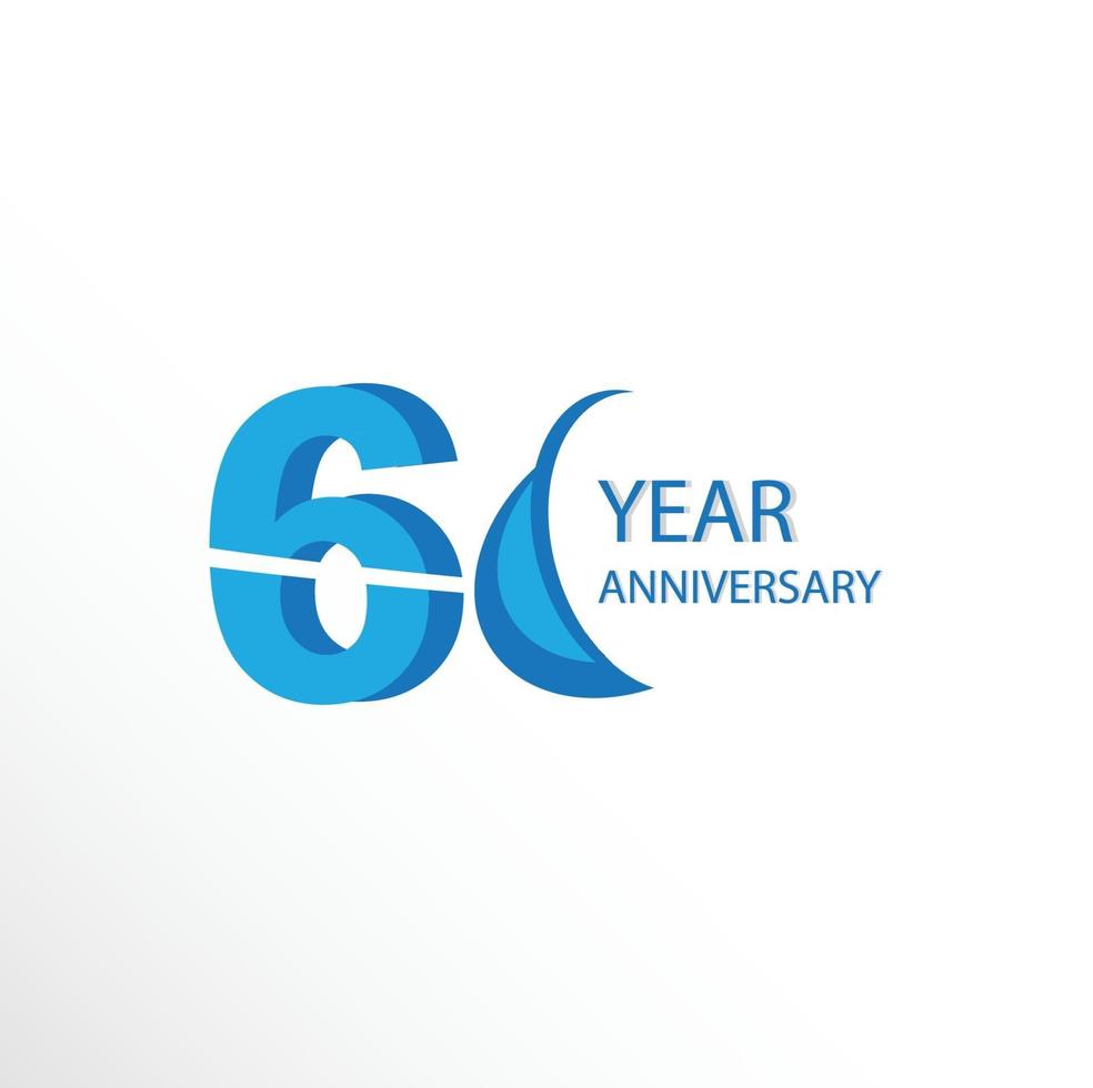 60 ans anniversaire logo vector modèle design illustration bleu et blanc