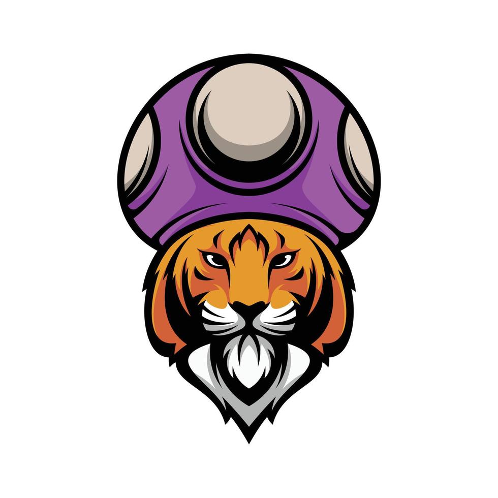 tigre champignon chapeau mascotte logo conception vecteur