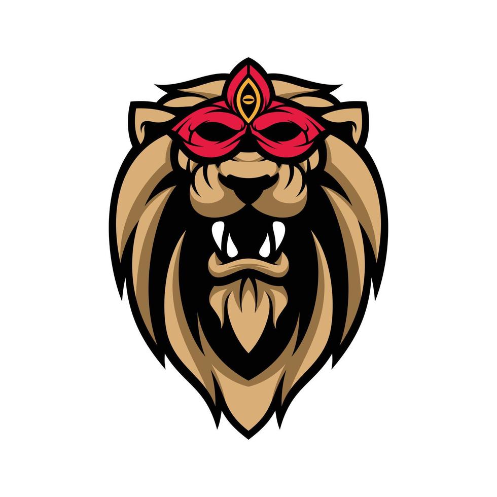 Lion masque mascotte logo conception vecteur