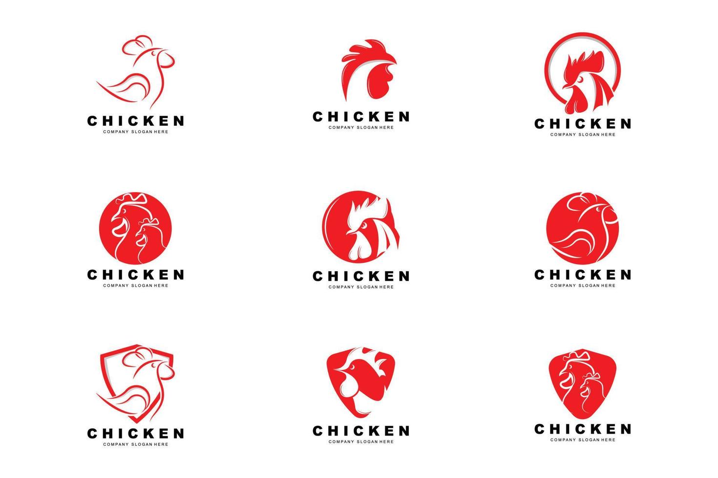 logo de poulet, vecteur d'animaux de ferme, conception pour élevage de poulets, restaurant de poulet frit, café