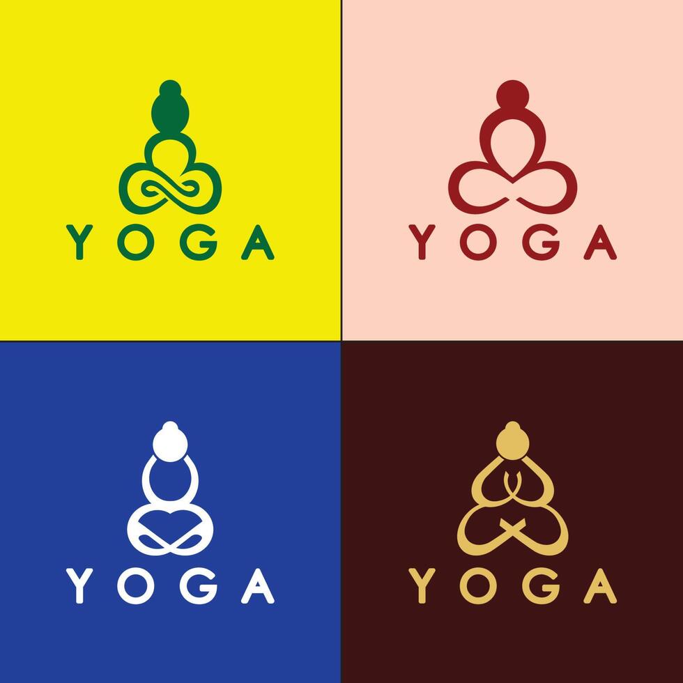 Facile yoga logo icône vecteur conception modèle
