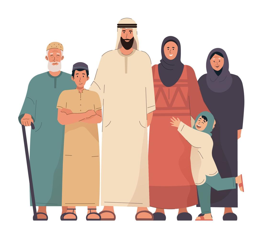 arabe famille portrait vecteur
