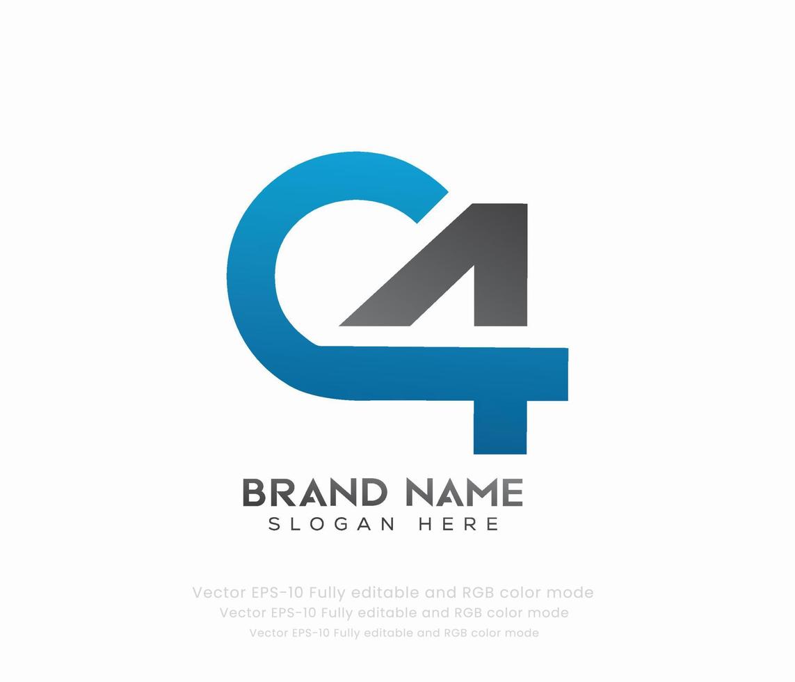 lettre c4 typographie logo vecteur
