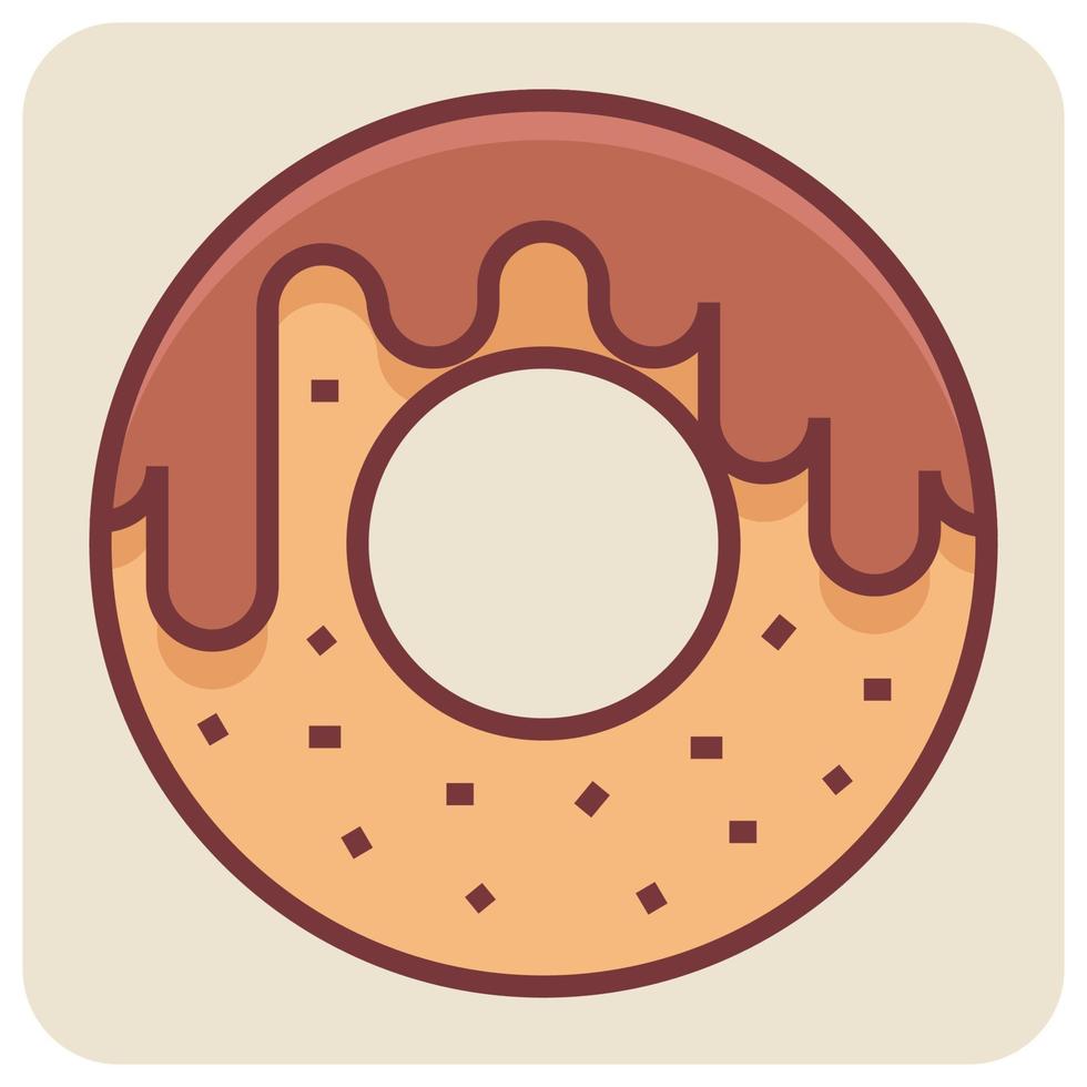 rempli Couleur contour icône pour Chocolat Donut. vecteur