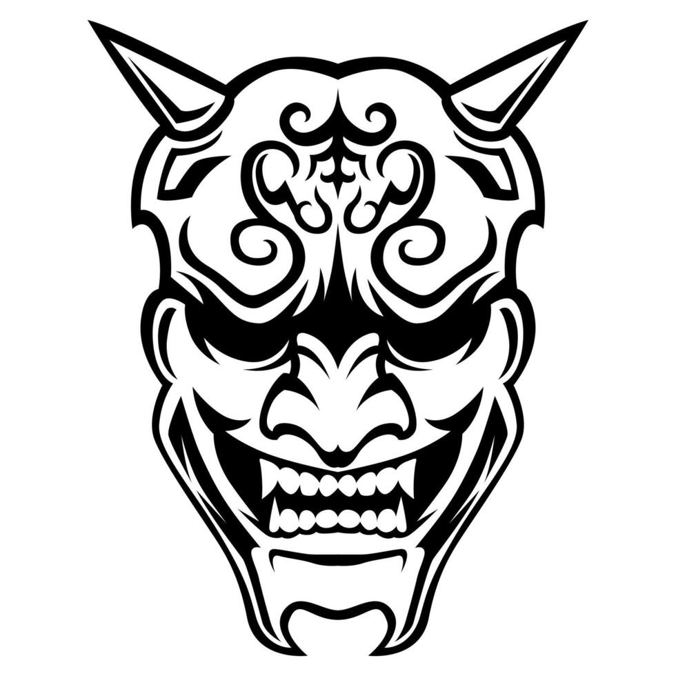 ronin samouraï vecteur noir et blanc masque en colère visage logo icône symbole ancien modèle